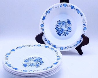 Lot De 6 Assiettes Creuses Arcopal Vintage - Décor Fleurs Pastel Années 70 - Jamais Utilisées