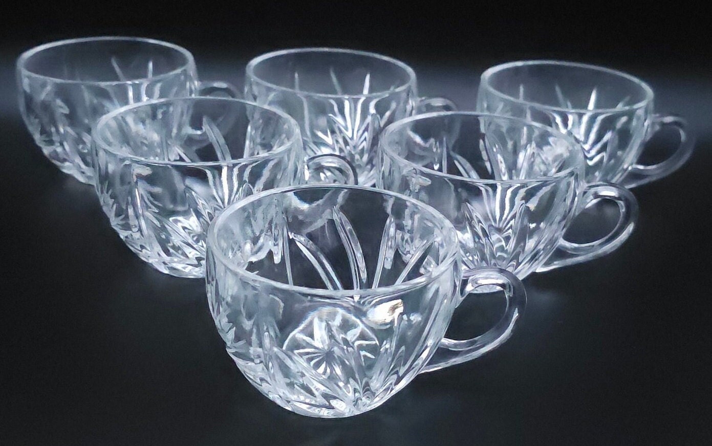 Vintage Crystal Punch Bowl With Lid & 11 Cups - Spoon - 13-piece