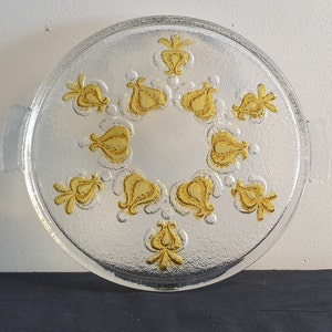 Vintage glass cake stand - colored glass - cake - serving