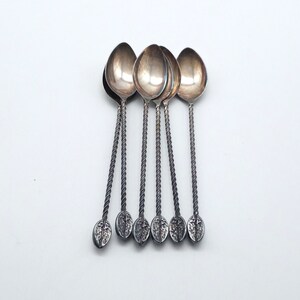 Vintage Gala Coffee Spoons - Coffee Beans - Troweled Handle - Set of 6