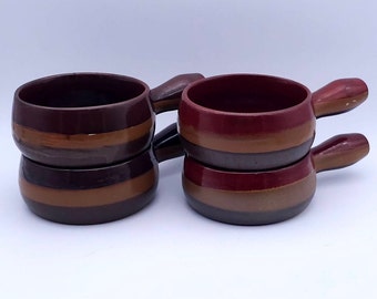 Vintage terracotta pots - Fondue pots - cheese fondue - chocolate fondue - gift - rustic farmhouse - set of 4