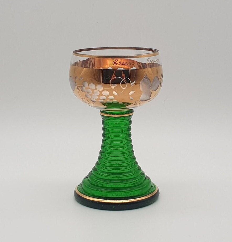 Roemer wijnglas - Gruss a Davos - goud - groen - Etsy 日本