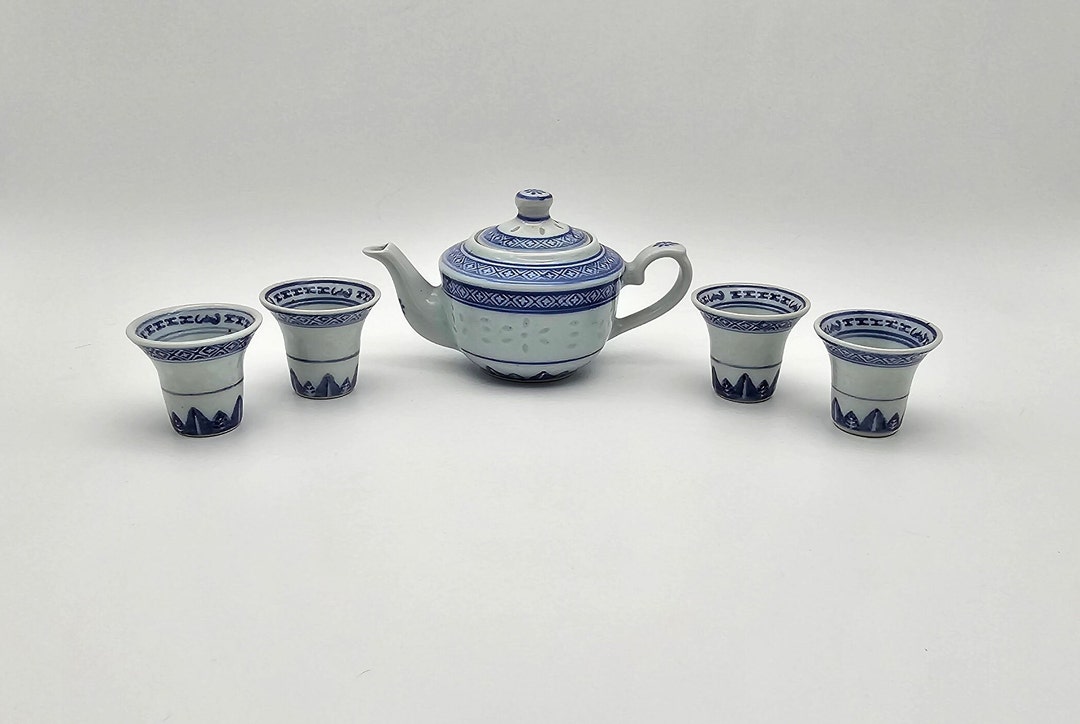 Chinese Tea Set Pattern Vintage Chinese Rice Grain Pattern Tea Set - Hot Sake - Gong Fu Tea Set ...