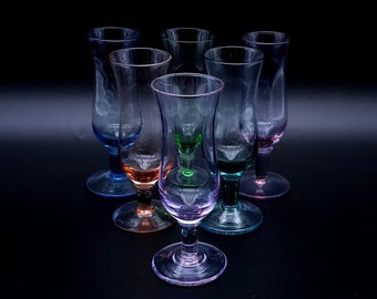 Mid century Colored liqueur glasses - set of 6 - vintage
