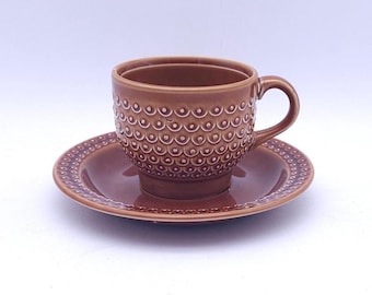 Vintage Pagnossin Treviso Ceramic Cup and Saucer Set, Mid-Century Modern Italian Brown Pottery, 1960s Retro Coffee Tea Cup, Made in Italy