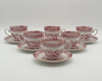 Seltmann Weiden Bavaria - Theresia Red transfer - cup with saucer - W-Germany - made in Germany