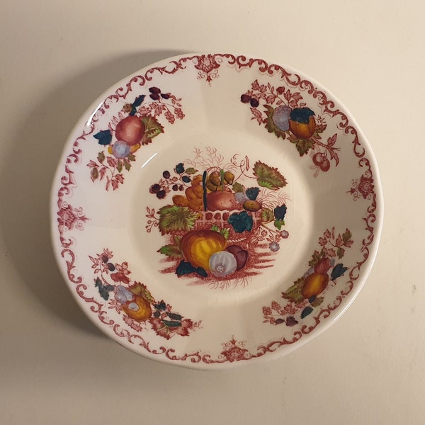 brevet de maçon vintage Ironestone porcelaine - corbeille de fruits