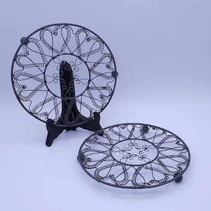 Vintage metal pan coasters - hearts - star - set of 2