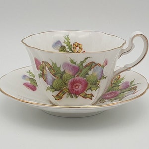 Adderly &quot;Thistle&quot; cup with saucer - tea cup - fine bone china - made in England