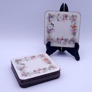Pimpernel coasters - with flower pattern - original stickers - made in England - Set of 6 - Vintage - cute coasters