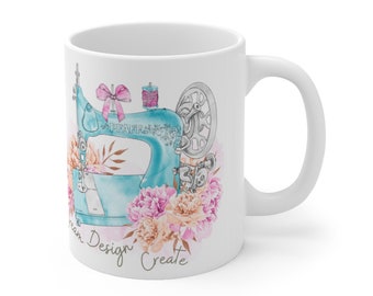 Sewer Gift Ceramic Mug 11oz, Seamstress, Dressmaker, Crafter, Hobbies, Sewer Gift, Sewing Machine, Thread, Quilters, Gift Coffee Cup