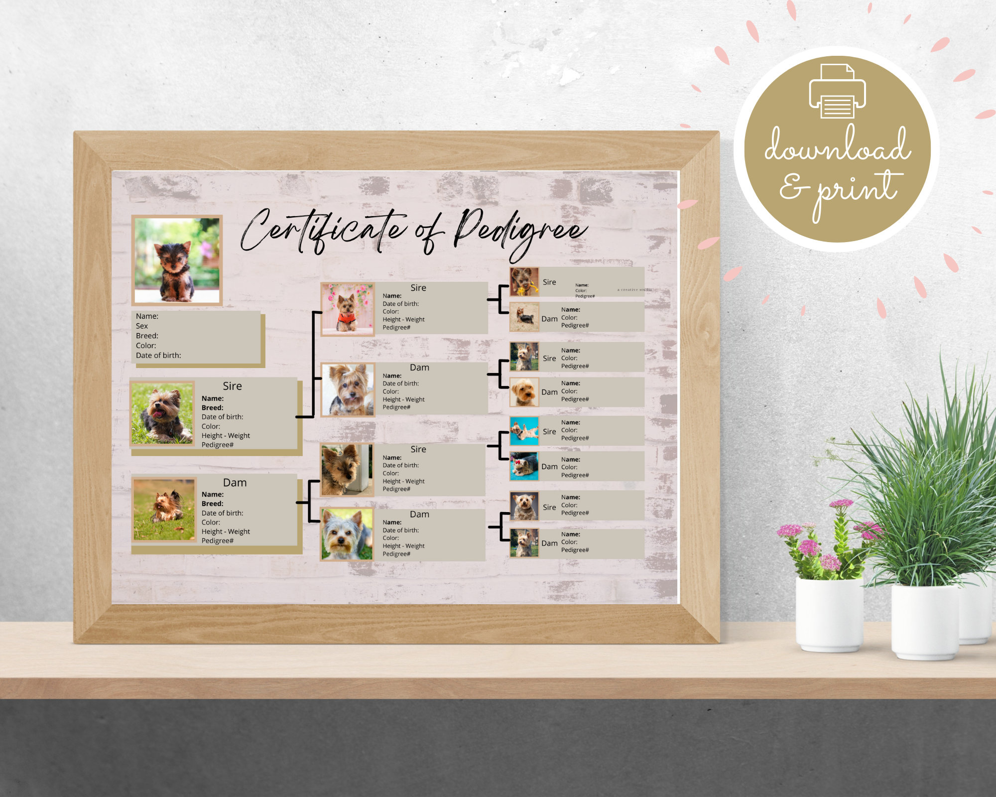 4 Editable, Printable Dog Pedigree Template, Dog Breeder,new Puppy,pet ...