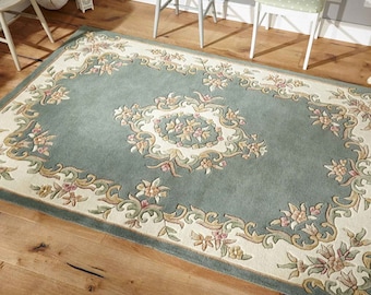 Royal Aubusson Traditional Wool rug | Green