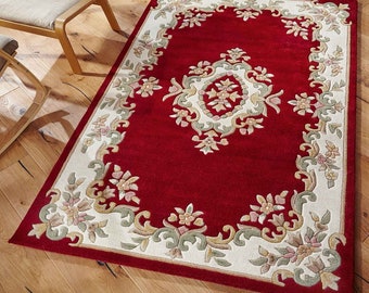 Royal Aubusson Traditional Wool rug | Red