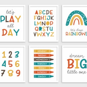 Carteles para bebés A4/A3 16x20 alfabeto, números, idea de regalo habitación infantil, decoración de pared bebé / habitación infantil, cartel educativo