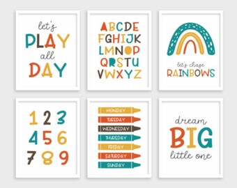 Baby posters A4/A3 16x20 alphabet, numbers, gift idea child room, wall decoration baby/child room, educational poster