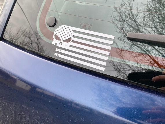 Adesivo In Vinile Bandiera Americana Valknut 3S Motorline - 10,2 Cm, Bianco, Per Auto