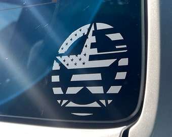 ARMY STAR with FLAG - Vinyl Decal Indoor & Outdoor Sticker. Choose Size and Color!