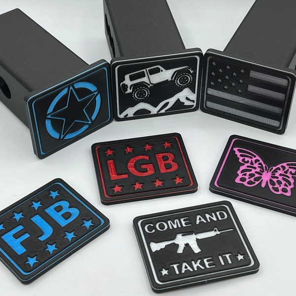 3D Printed Hitch Covers (For Standard 2" Receivers) - Multiple Designs and Colors to Choose From!