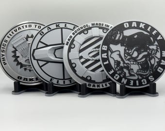Custom 3D Printed Oakley Style Large Display Coin with Easel. CHOOSE STYLE!