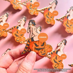 Halloween Queen Pumpkin Pin Up Enamel Pin