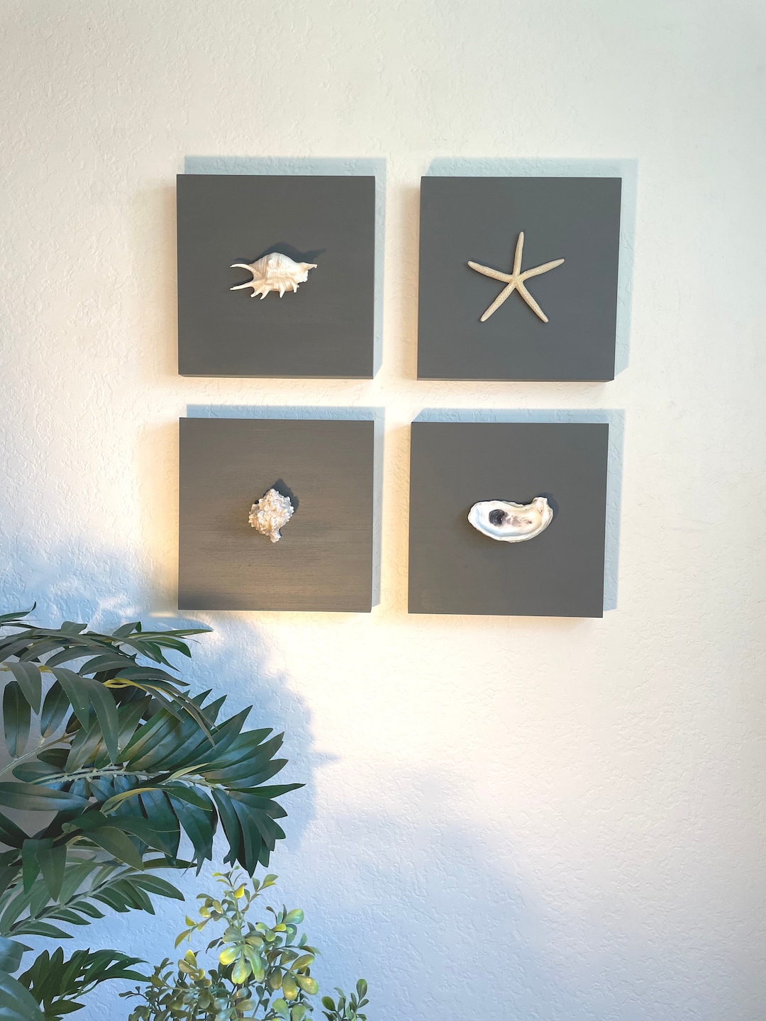 Shell Wall Art Wooden Starfish Wall Decor Coastal Wall Art Beach ...