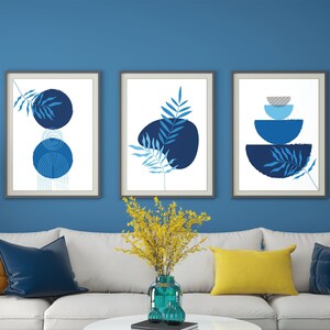 Set of 3 Indigo Blue Art Navy Blue Abstract Prints, Indigo Blue Poster Indigo Boho Art Printable Navy Decor, Navy Blue Poster Indigo Art