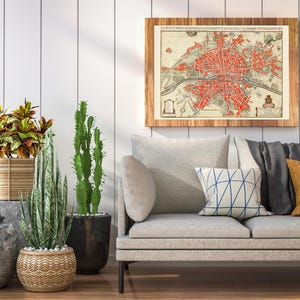 Download digital do mapa antigo da cidade de Paris | Mapa francês do século XVIII | Pôster decorativo vintage | Alta resolução