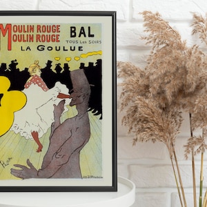 Cartel del Moulin Rouge: Vintage Toulouse Lautrec French Cabaret Print, La Goulue Advertising Poster de 1891, Parisian Concert Cabaret Poster