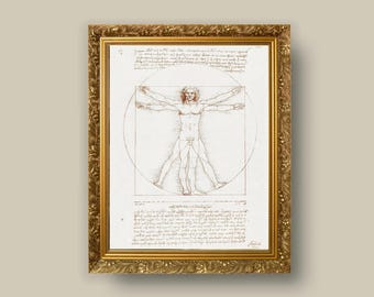 Vitruvian Man Print: Leonardo Da Vinci Anatomy Art | Vintage Sketch Wall Art