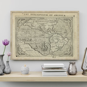 Alte Karte von Amerika, Vintage Karten der mittleren Atlantikregion Atlas Chart die Beschreibung von Amerika von Abraham Ortelius, digitaler Download