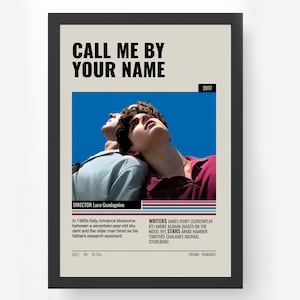Call Me By Your Name Movie Poster | Luca Guadagnino Film Poster | Vintage Movie Poster Print | Timothee Chalamet Minimalist Film Poster