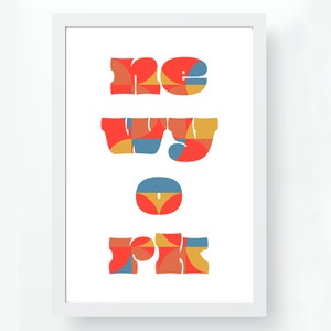 New York Print, New York Vintage Poster, New York Art Print Ny Printable, New York Typography, New York Wall Art, New York City Name Poster