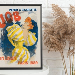 Papier à cigarettes Job, Les Maîtres de l&#39;affiche Jules Cheret Poster, Illustrated Vintage Poster Reproduction, Art Nouveau INSTANT DOWNLOAD