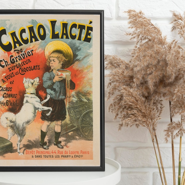 Cacao Lacte' by Lucien Lefevre Art Nouveau Poster Les Maitres de L'Affiche, Art Nouveau Print, Belle Epoque Poster, French Advertising Print