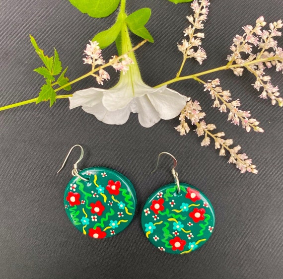 Hand painted clay earrings deals