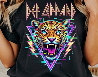 Def Leppard PNG, Retro 80s Rock Band Graphic, Vintage Style Concert Tee, Classic Rock Sublimation, Tiger Clipart (Digital Download)