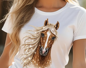 Pacchetto PNG di cavalli con strass, design per t-shirt Western Bling, sublimazione con pietre preziose, grafica Western Glam, download digitale