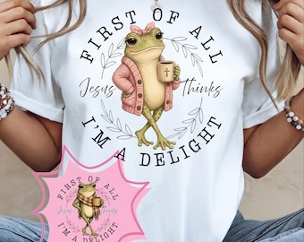 Prima di tutto Gesù, sono una delizia PNG, divertente design di maglietta con rana cristiana, maglietta grafica basata sulla fede, sublimazione cristiana, disegno digitale