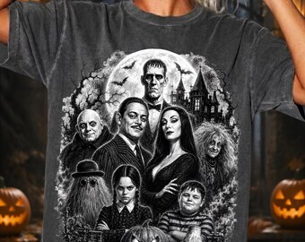 Vintage Adams Family PNG, Gothic Halloween T-Shirt Design, Vintage Horror Photo Graphic, Spooky Castle Sublimation, Digital Download