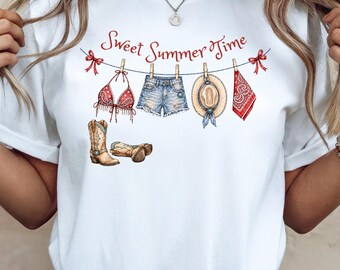 Dolce estate PNG, design per maglietta estiva western, sublimazione per stendere i panni da cowgirl, grafica per maglietta da ragazza di campagna, download digitale