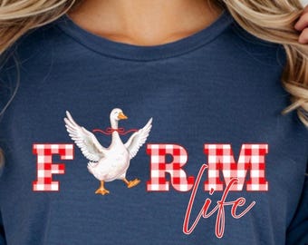 Gęś z Farm Life PNG, zabawny projekt koszulki z motywem zwierząt gospodarskich, grafika z humorem country, sublimacja Farm Life, pobieranie cyfrowe