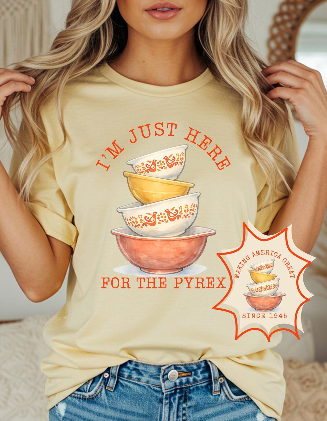 Pyrex Graphics Vintage Pyrex Bowls PNG Bundle, Cute Cottagecore T-shirt Design ...