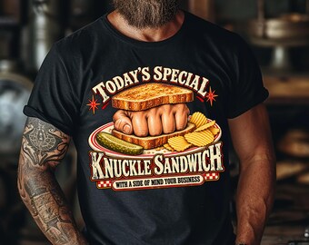 Knuckle Sandwich PNG, Vintage Sarcastic Shirt Design, Funny Mind Your Business Quote, Retro Adult Humor Sublimation,  Digital Download