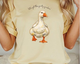 Funny Duck PNG, Cute Garm Animal T-shirt Design, Let’s Get This Party Quackin Graphic, Kids Birthday Sublimation, Digital Download