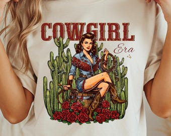 Cowgirl Era PNG, Vintage Western T-shirt Design, Rodeo Cowgirl Graphic, Country Girl Sublimation, Digital Download