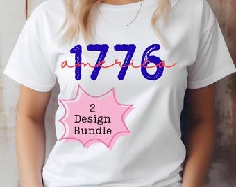 1776 America PNG Bundle, Patriotic 4th of July T-shirt Design, USA Sublimation, Vintage Independence Day, Digital Download
