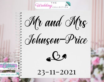 Personalized Wedding Guest Book Vinyl Decal Sticker, Mr and Mrs (DIY)