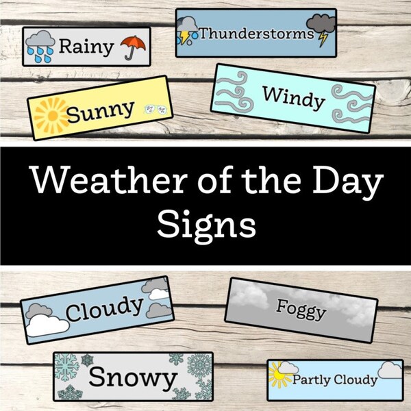 Weather of the Day Signs Classroom Decor