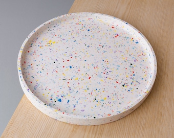 Round Terrazzo Decorative Tray | Jewelry Tray | Concrete tray | Home Decor | Gift idea | Minimalist | decoration